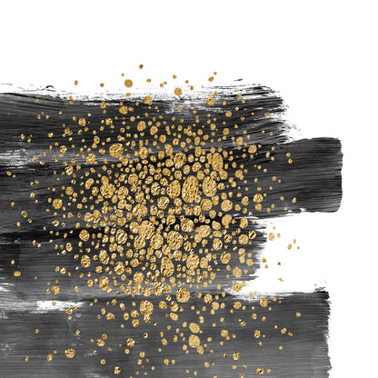 Black Brushstrokes and Gold Splatter Up Close