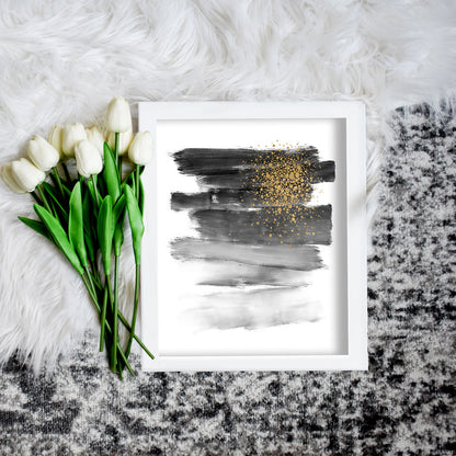 Printable Black and Gold Abstract Art