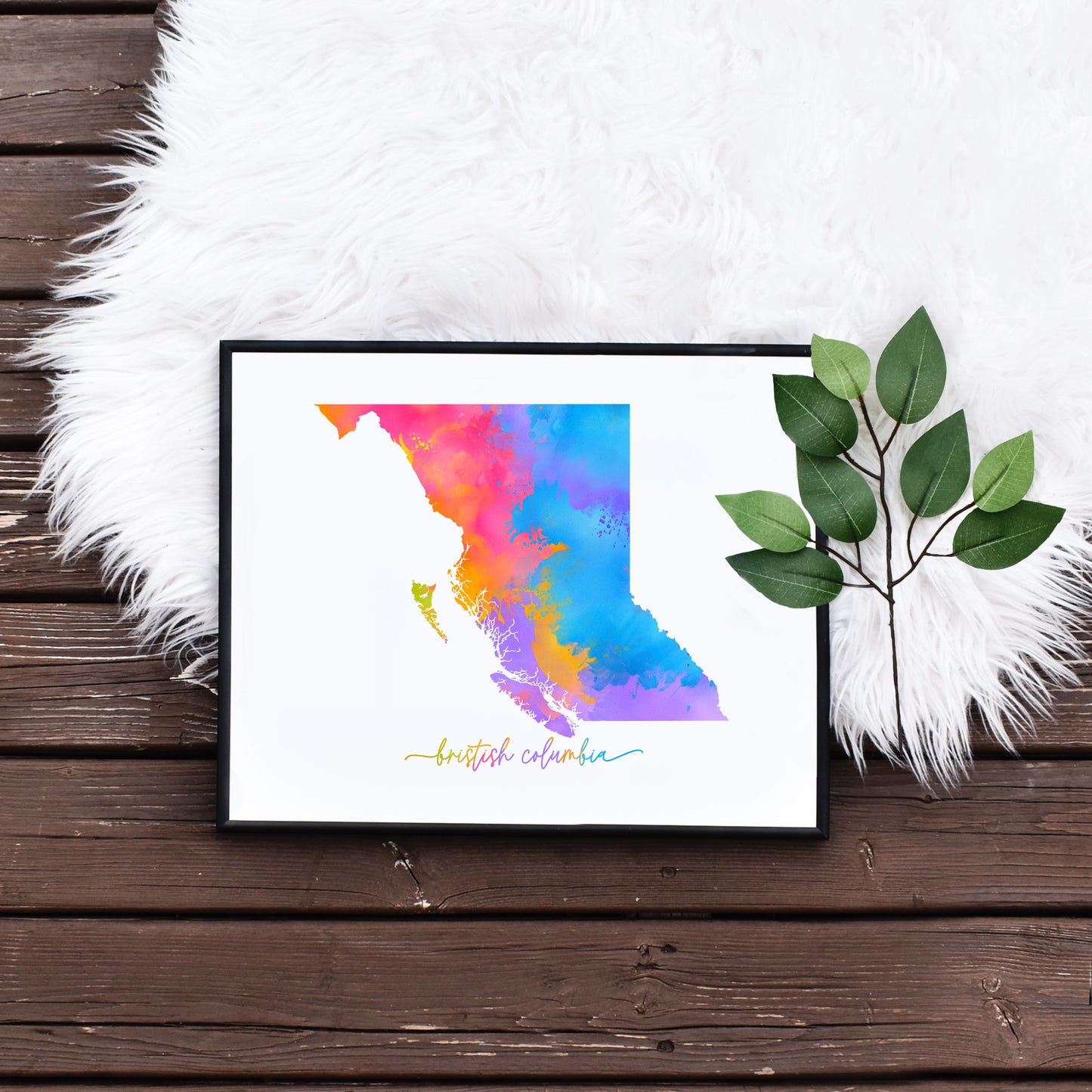 Easy Printable British Columbia Map Poster Home Office Decor