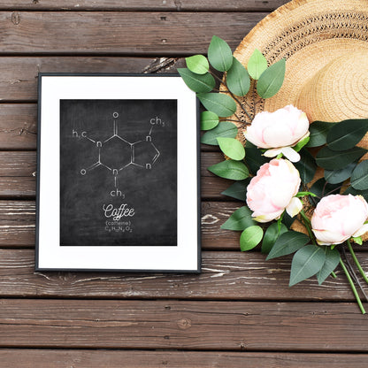 Coffee Caffeine Molecule Chalkboard Printable Art