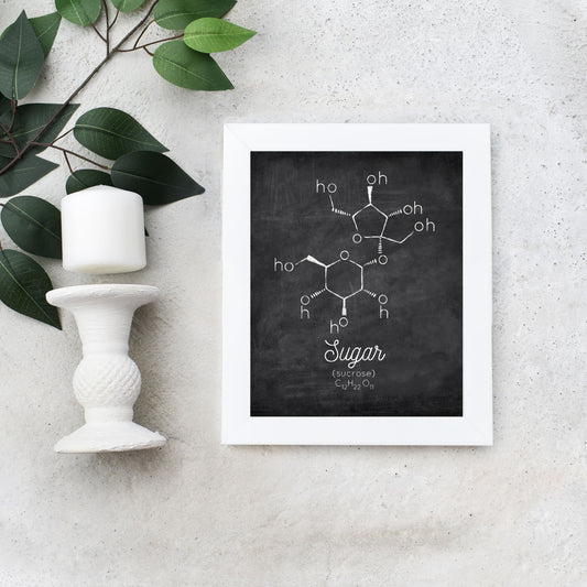 Distressed Sugar Sucrose Molecule Chalkboard Printable Art