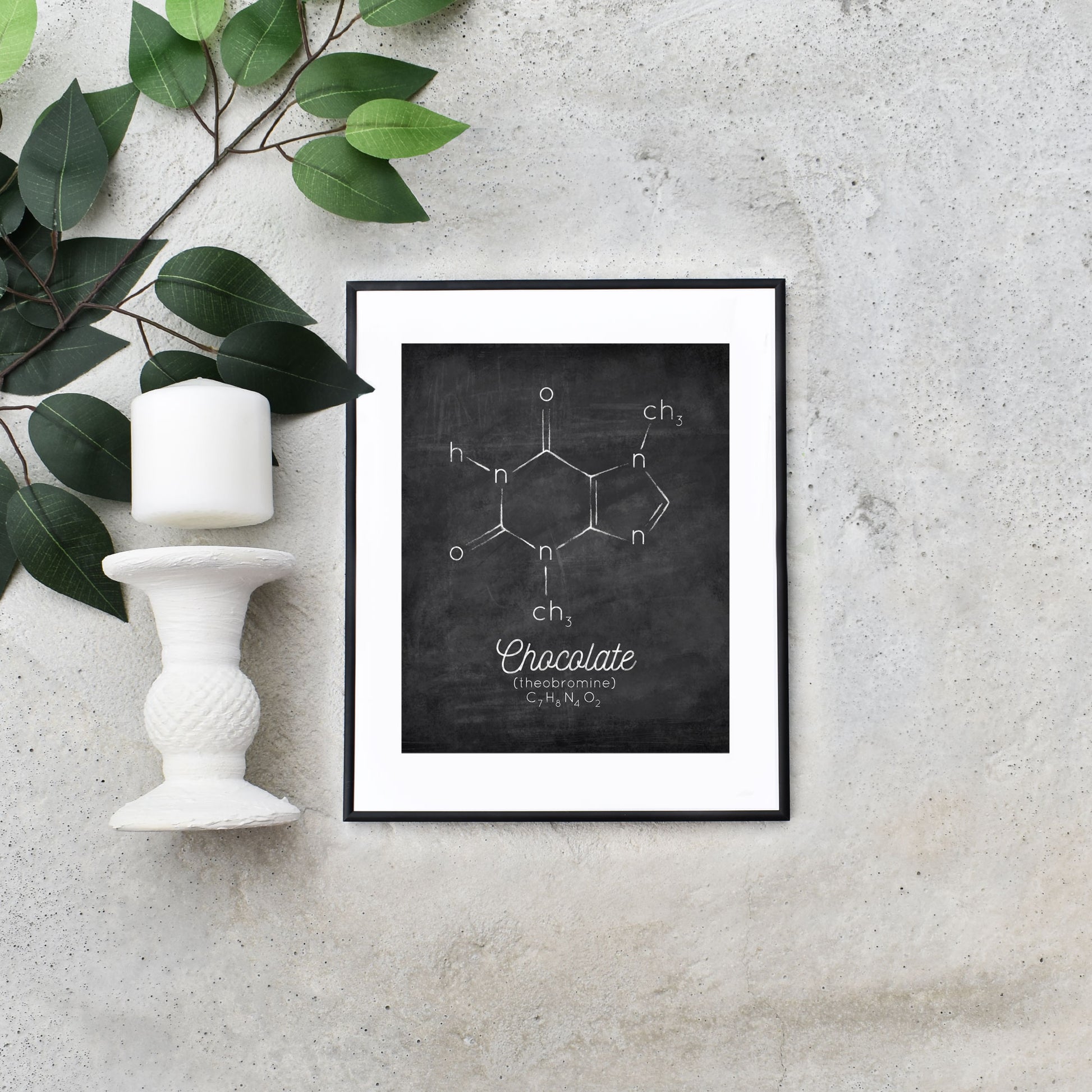 Chocolate Theobromine Molecule Chalkboard Printable Art