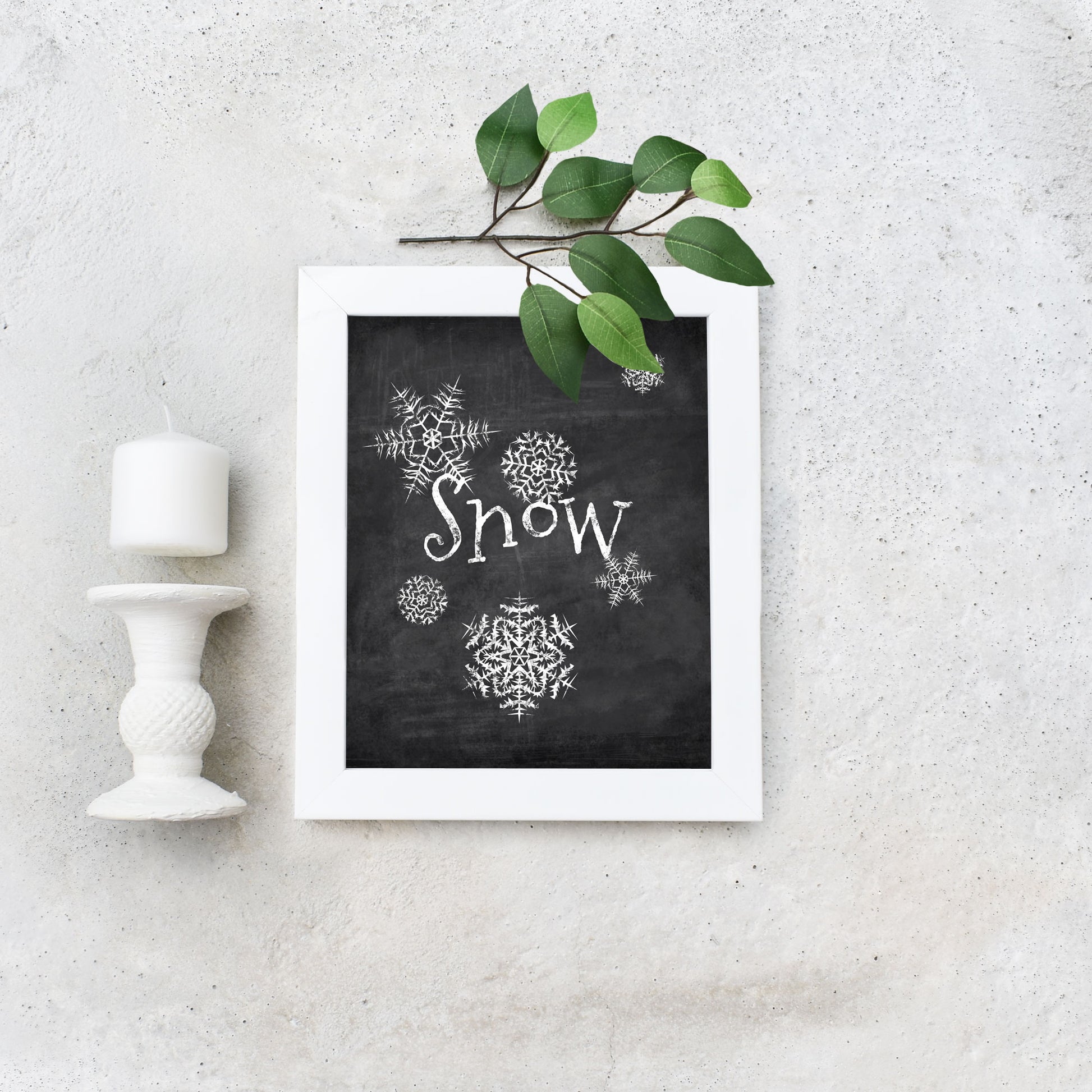 Easy Printable Distressed Snow Chalkboard Art by Playful Pixie Studio