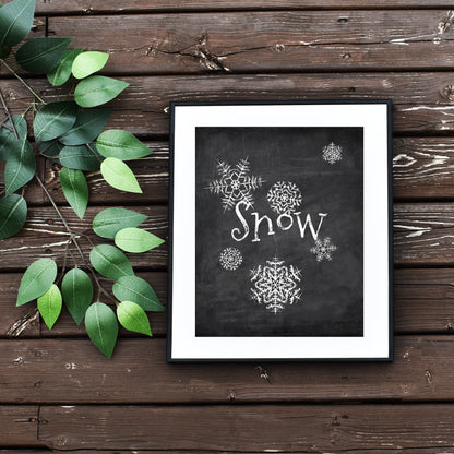 Quick and Easy Printable Snow Chalkboard Art Budget Friendly Rustic Holiday Decor