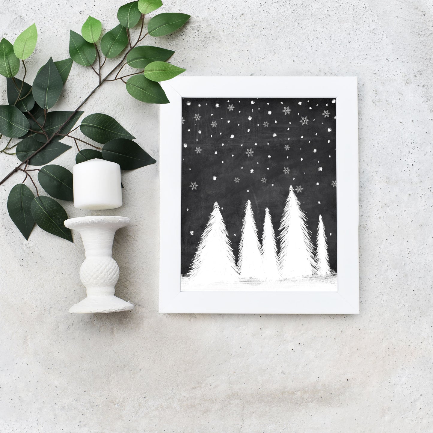 Quick Winter Trees Chalkboard Download Last Minute Holiday Decor