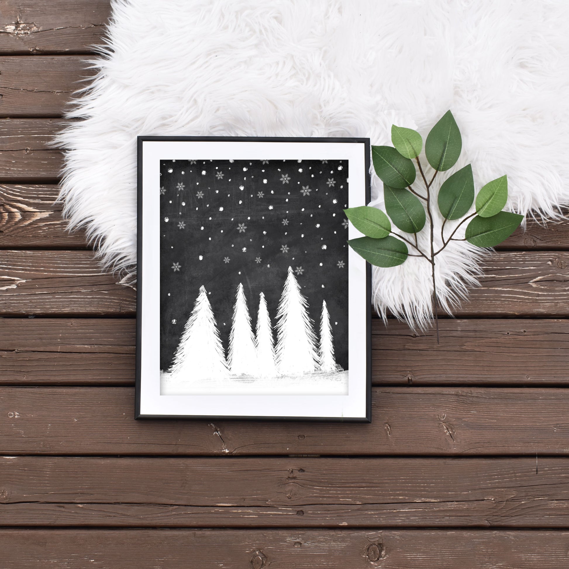 Distressed Winter Forest Chalkboard Printable Christmas Decor