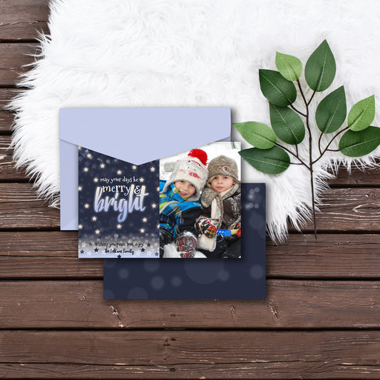 Merry and Bright Holiday Photo Card Template by Playful Pixie Studio