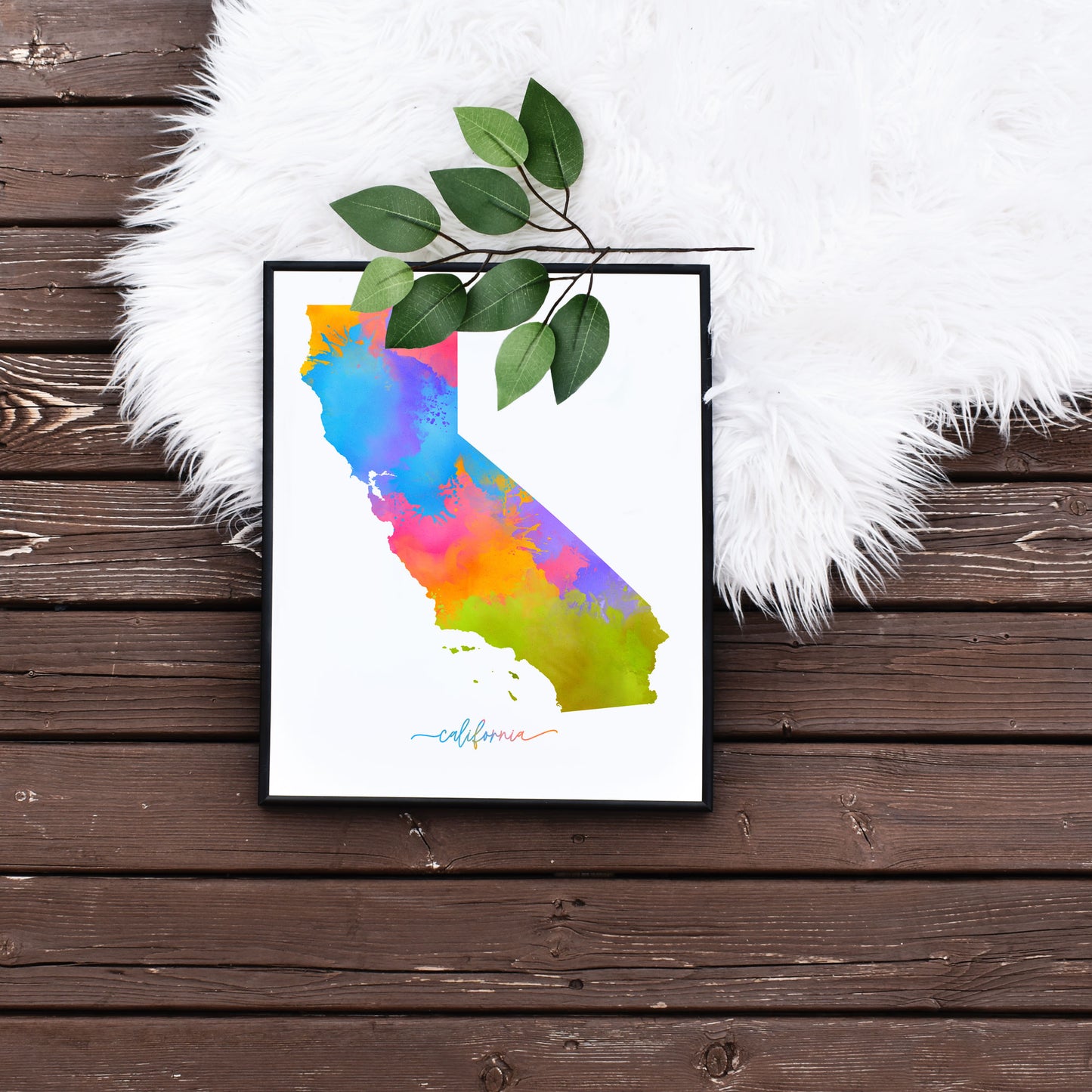 DIY Printable Colorful California State Map Travel Gift