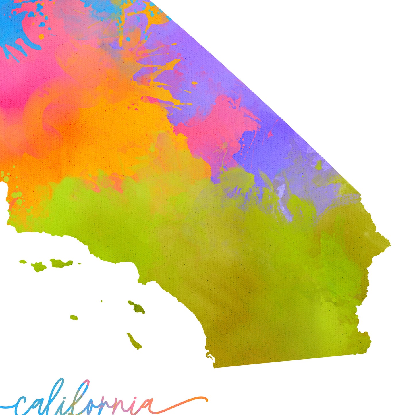 Rainbow California Map Printable Up Close Details