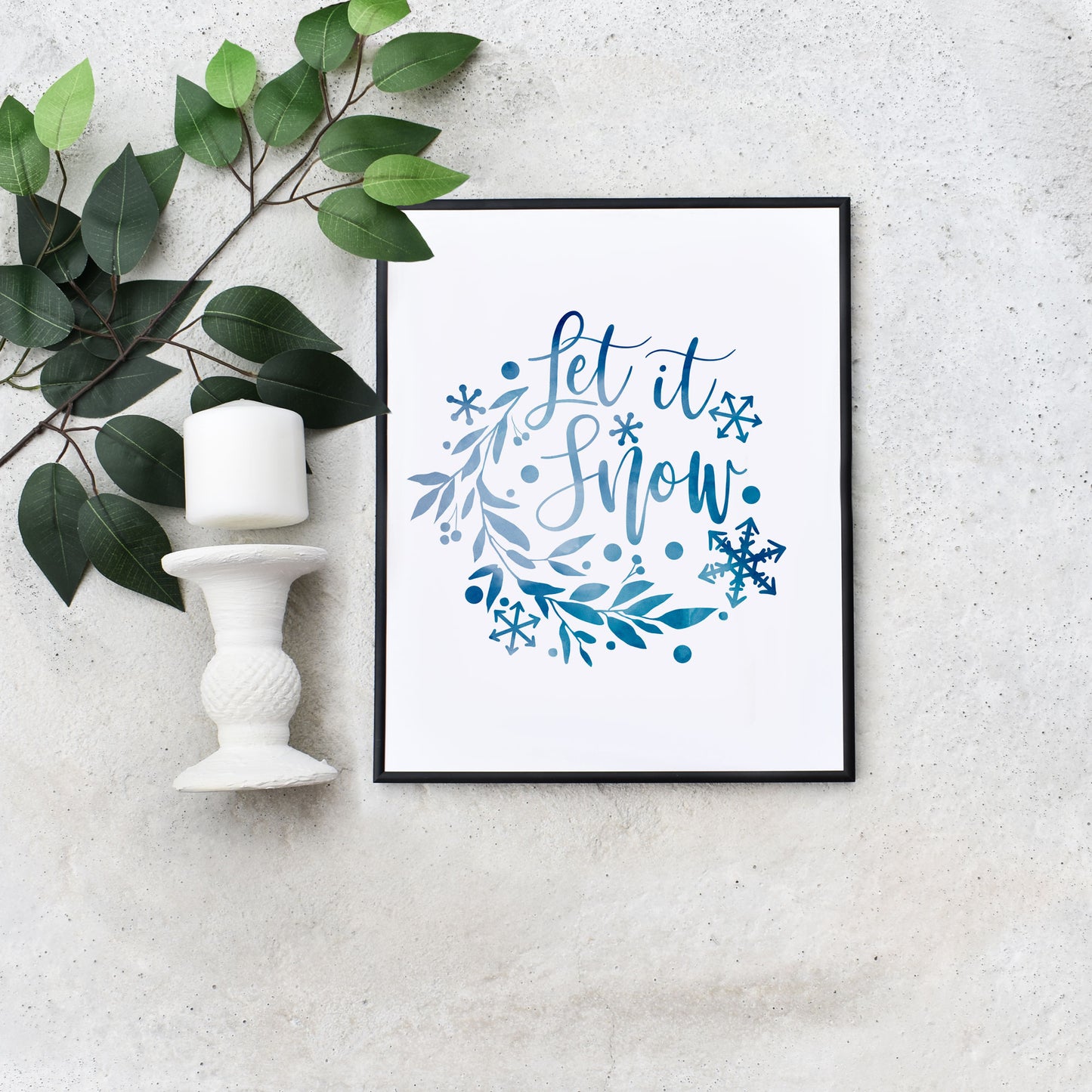 Easy Downloadable Let it Snow Navy Christmas Wall Art on a Budget
