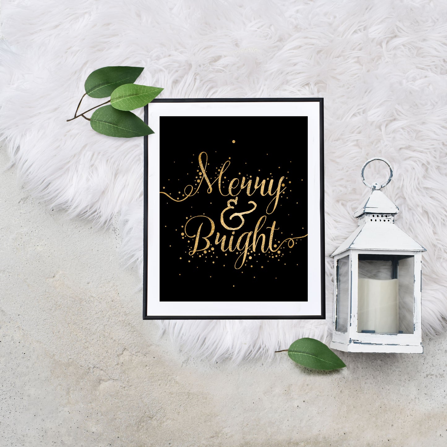Printable Merry and Bright Typography Budget Friendly Christmas Wall Art