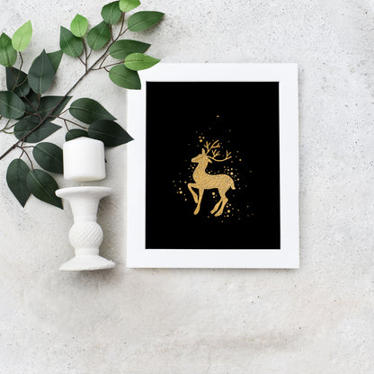 Easy Printable Gold Reindeer Holiday Art by Playful Pixie Studio