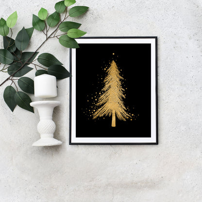 Easy Printable Gold Tree Holiday Decor on a Budget