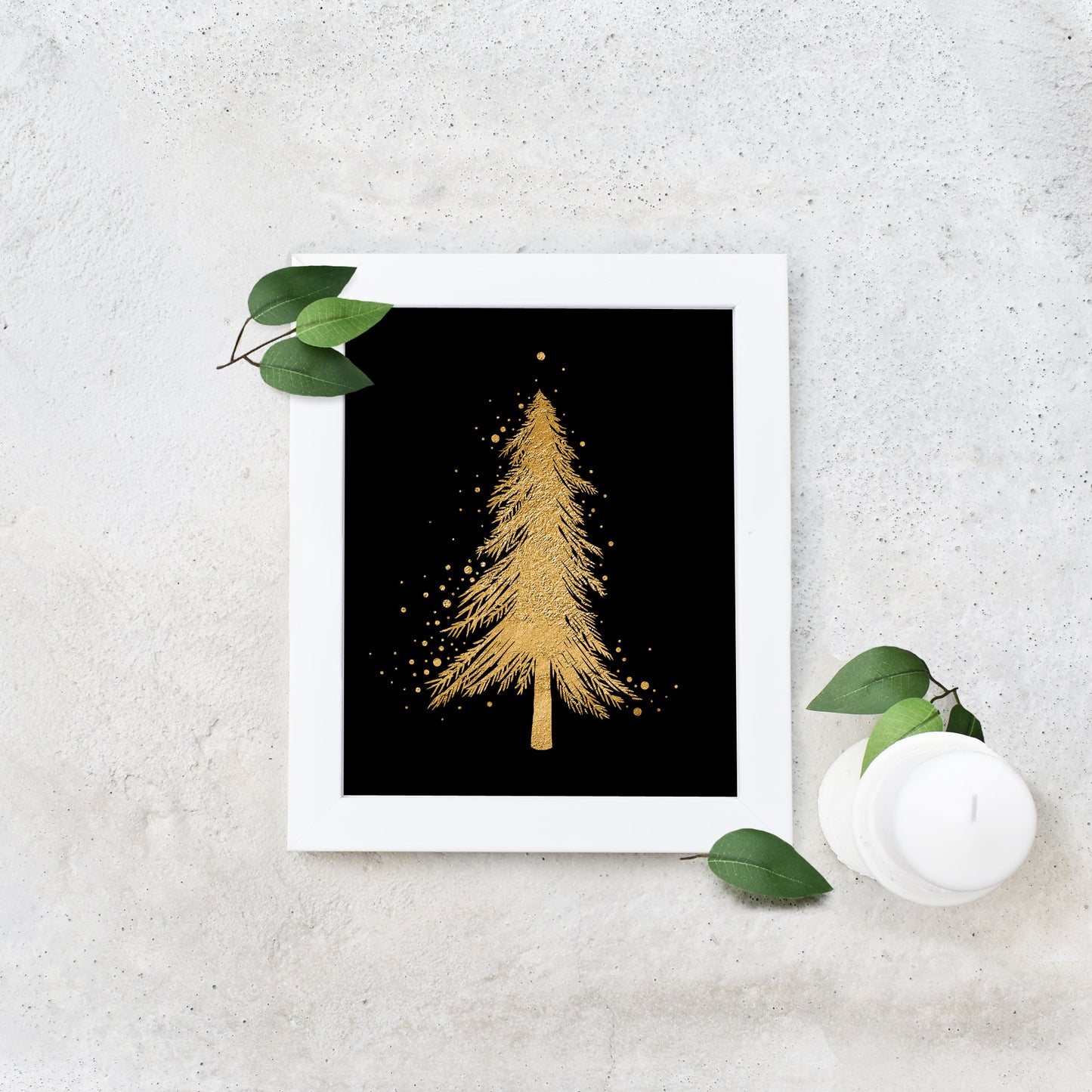Digital Gold Tree Art Budget Friendly Holiday Decor