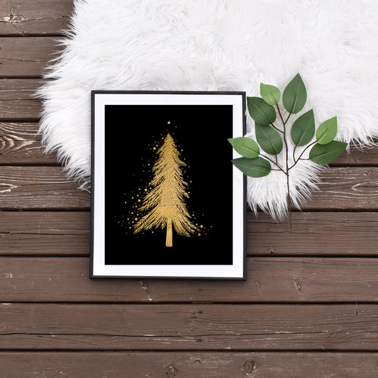 Printable Gold Tree Holiday Art by Playful Pixie Studio