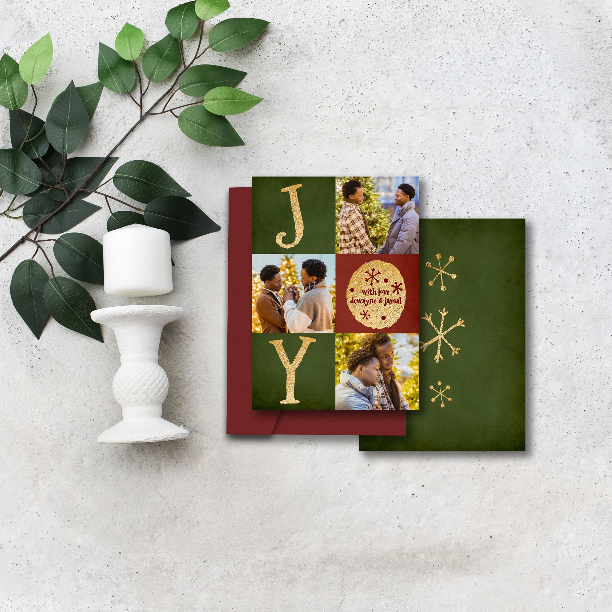Editable Joy Christmas Photo Card Template by Playful Pixie Studio