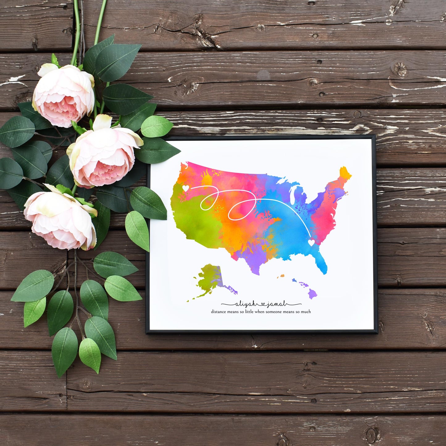 Easy DIY Long Dinstance USA Personalized Map Gift for Best Friend