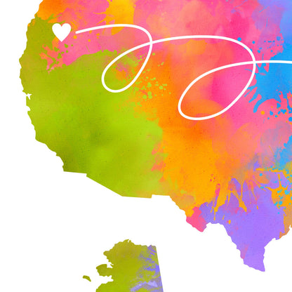 USA Map Rainbow Wash Up Close