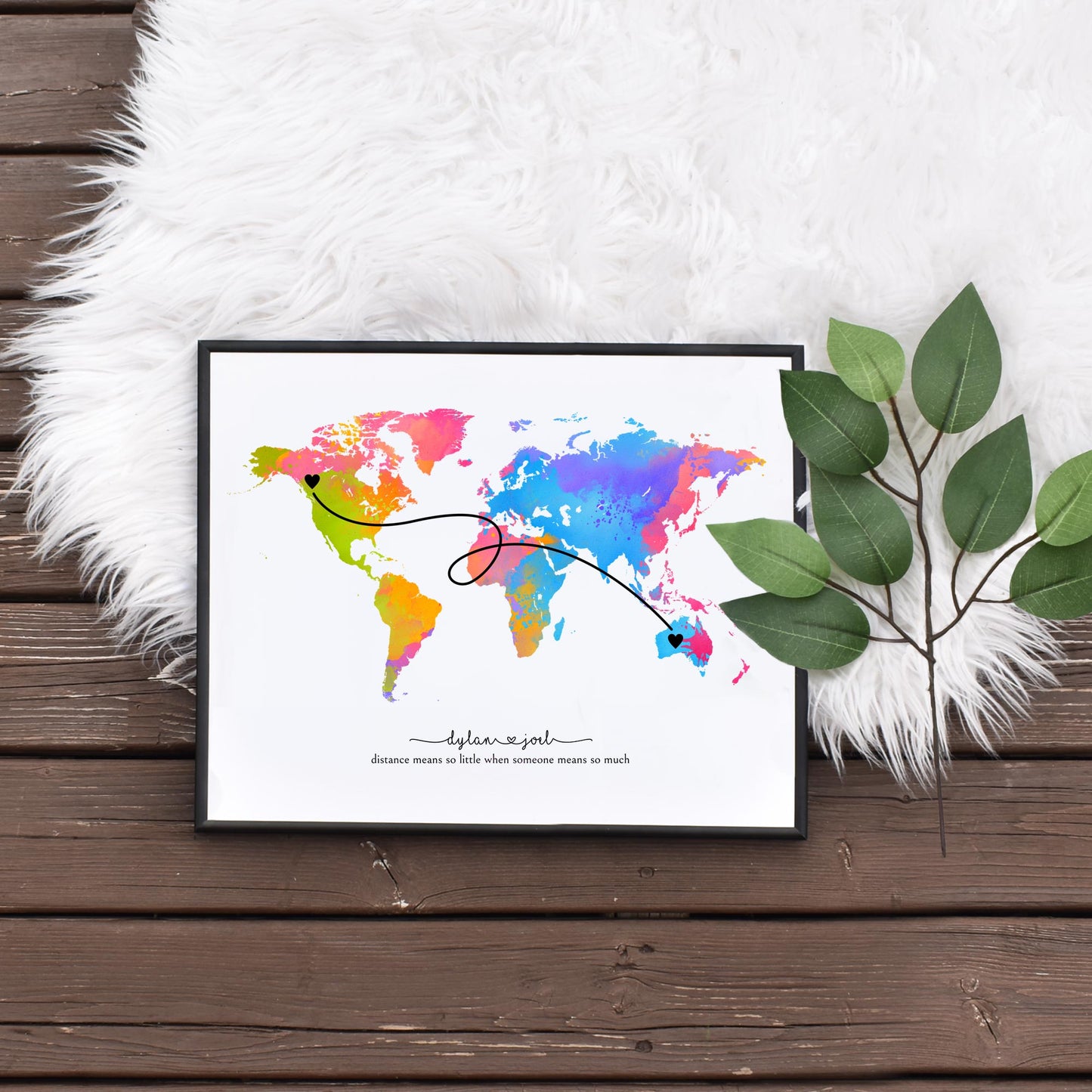 DIY Editable Rainbow World Map Long Distance Gift for Her