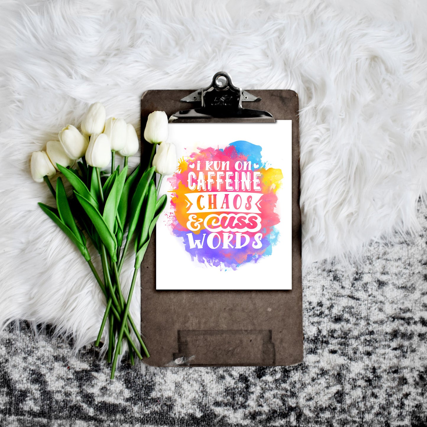 I Run on Caffeine Chaos and Cuss Words Printable Extra Large Wall Art