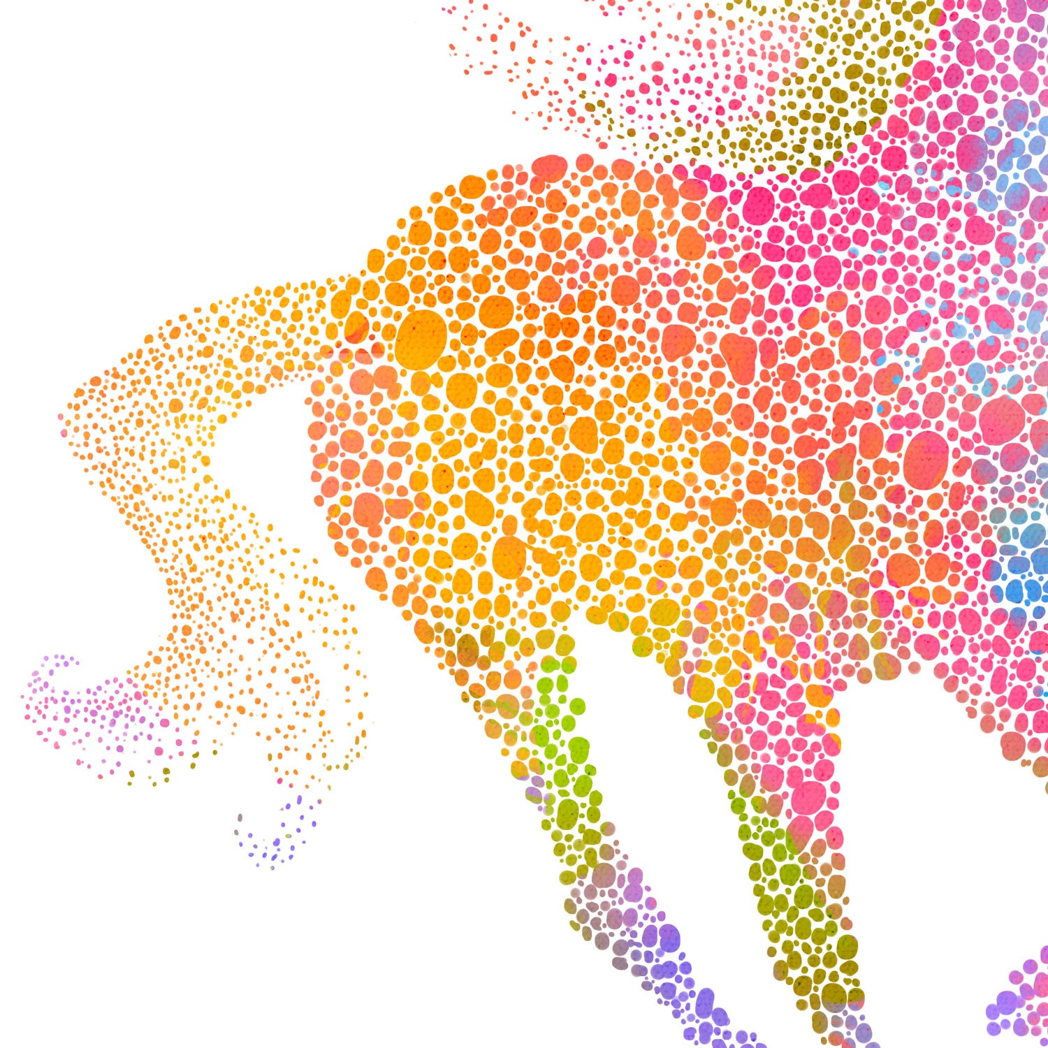 Printable Horse Rainbow Dots Close Up