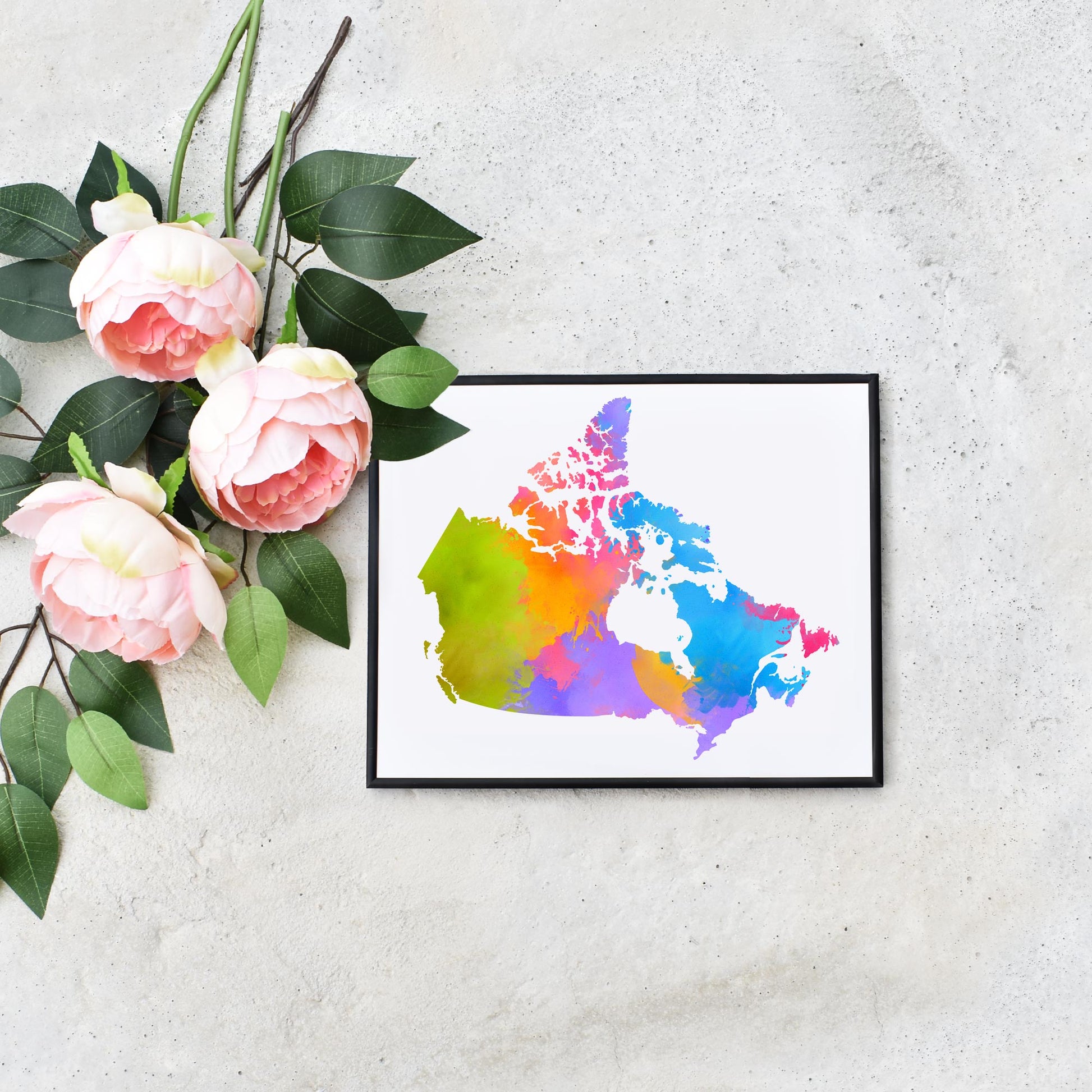 Rainbow Canada Map Extra Large Printable Art by Playful Pixie Studio