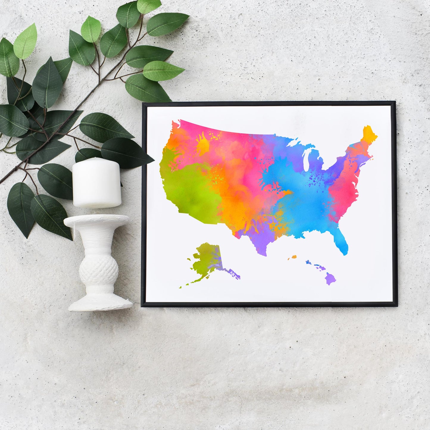 Rainbow USA Map Art