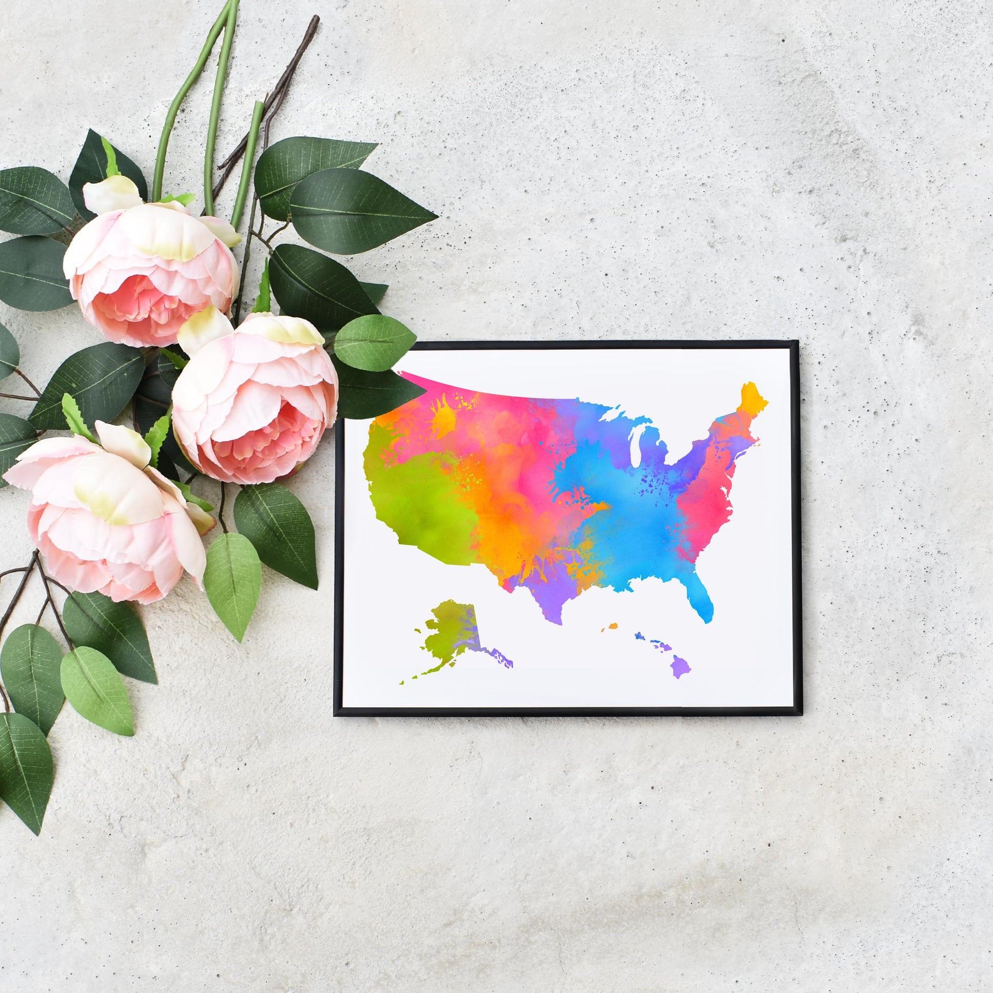 Rainbow US Map Art Download Affordable Home Decor