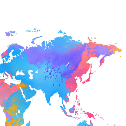 World Map Rainbow Splash Up Close Details
