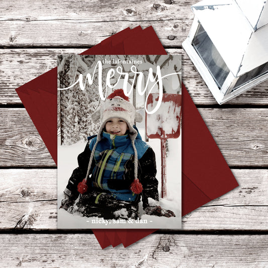 Merry Christmas Photo Card Template by Playful Pixie Studio