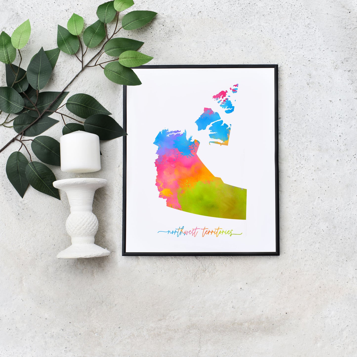 Easy Printable Rainbow Northwest Territories Map Home Wall Art on a Budget