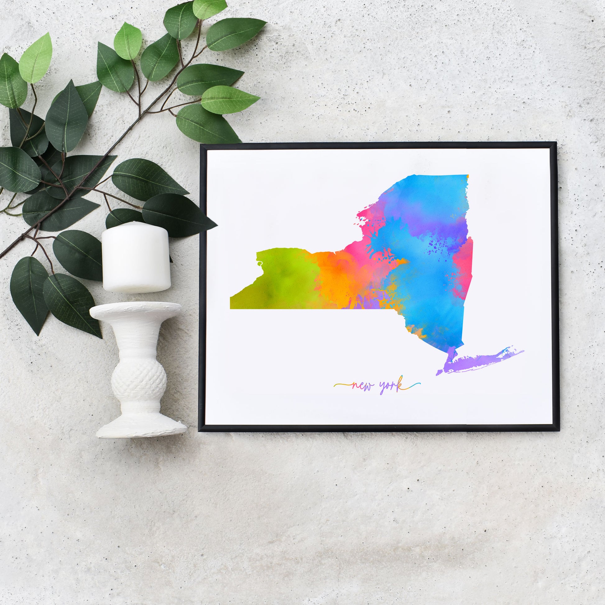 New York United States Travel Map Home Wall Art