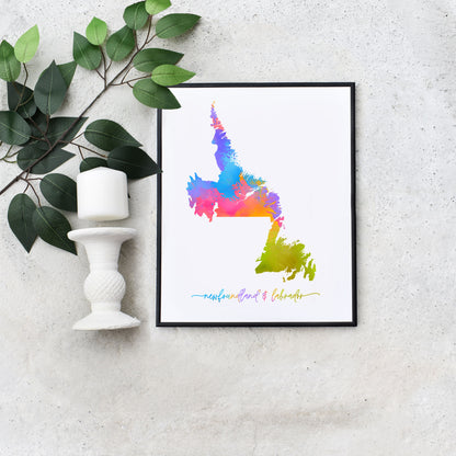 Newfoundland and Labrador Rainbow Map Printable by Playful Pixie Studio