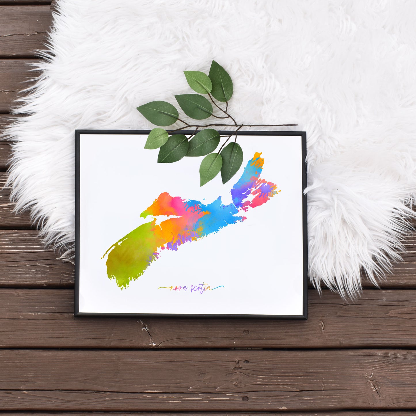 Rainbow Nova Scotia Printable Map by Playful Pixie Studio
