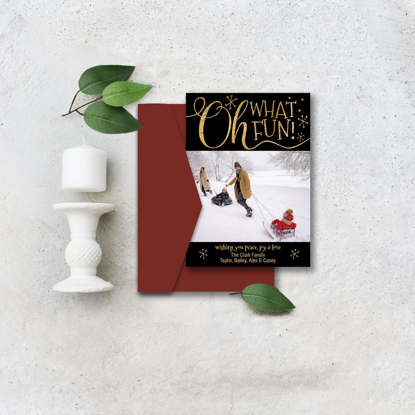 Editable Oh What Fun Holiday Photo Card Template by Playful Pixie Studio