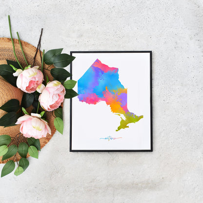 Colourful Ontario Printable Canadian Map Budget Friendly Wall Art