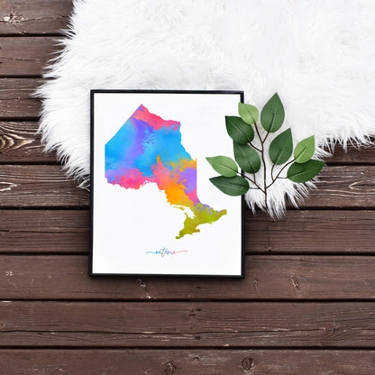 Quick downloadable rainbow ON Map Home Wall Art