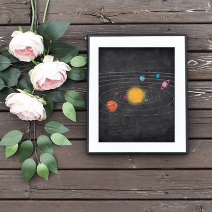 Printable Chalkboard Solar System Art