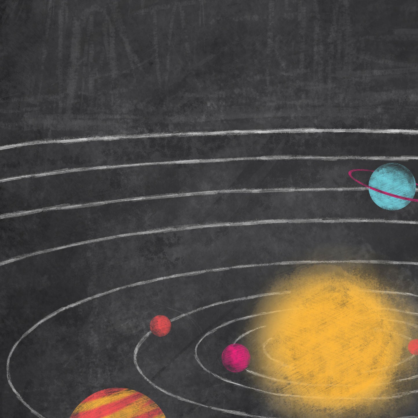Solar System Chalkboard Up Close
