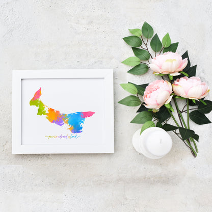 Rainbow Prince Edward Island Map Gift for Traveler