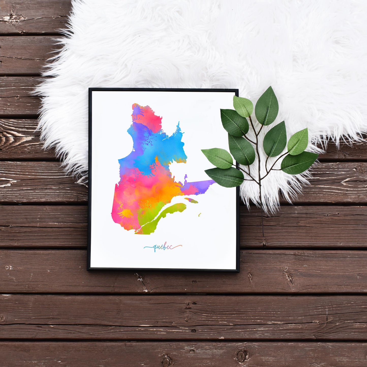 Colourful Quebec Map Art Printable by Playful Pixie Studio