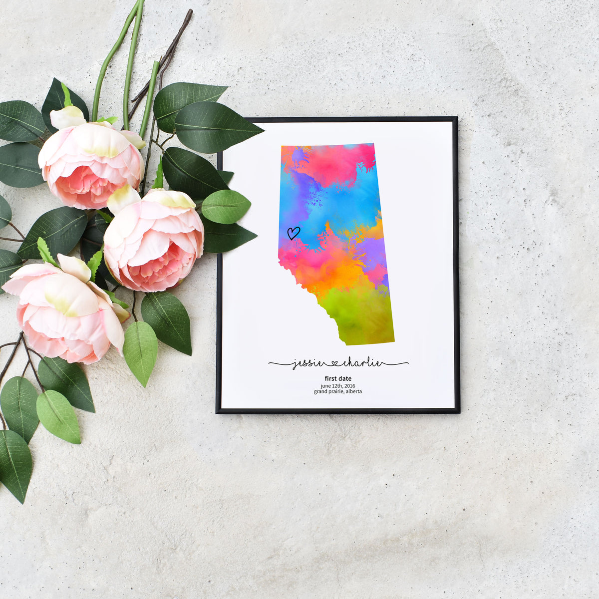 Quick Self Editable Alberta Milestone Map Last Minute Anniversary Gift