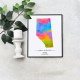 DIY Editable Alberta Anniversary Map Custom Gift for Traveler