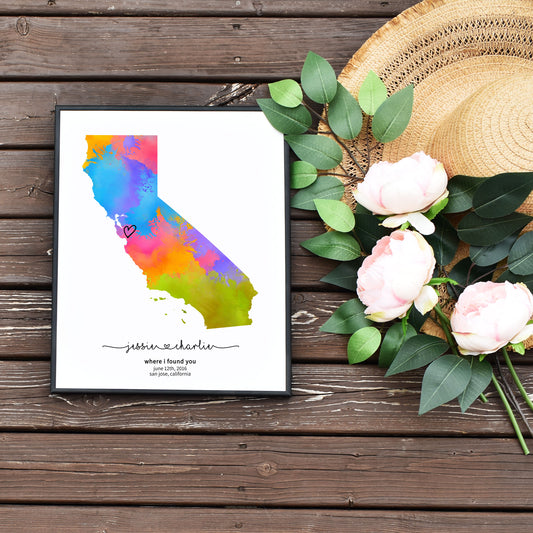 Easy Editable Rainbow California Milestone Map Template by Playful Pixie Studio