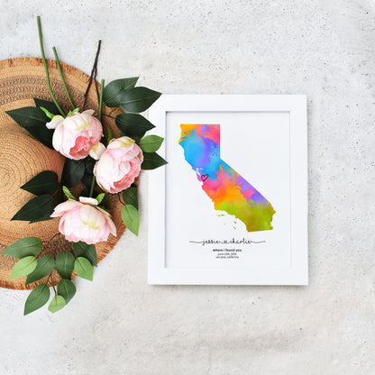 DIY Editable California Custom Where We Met Map Valentines Gift
