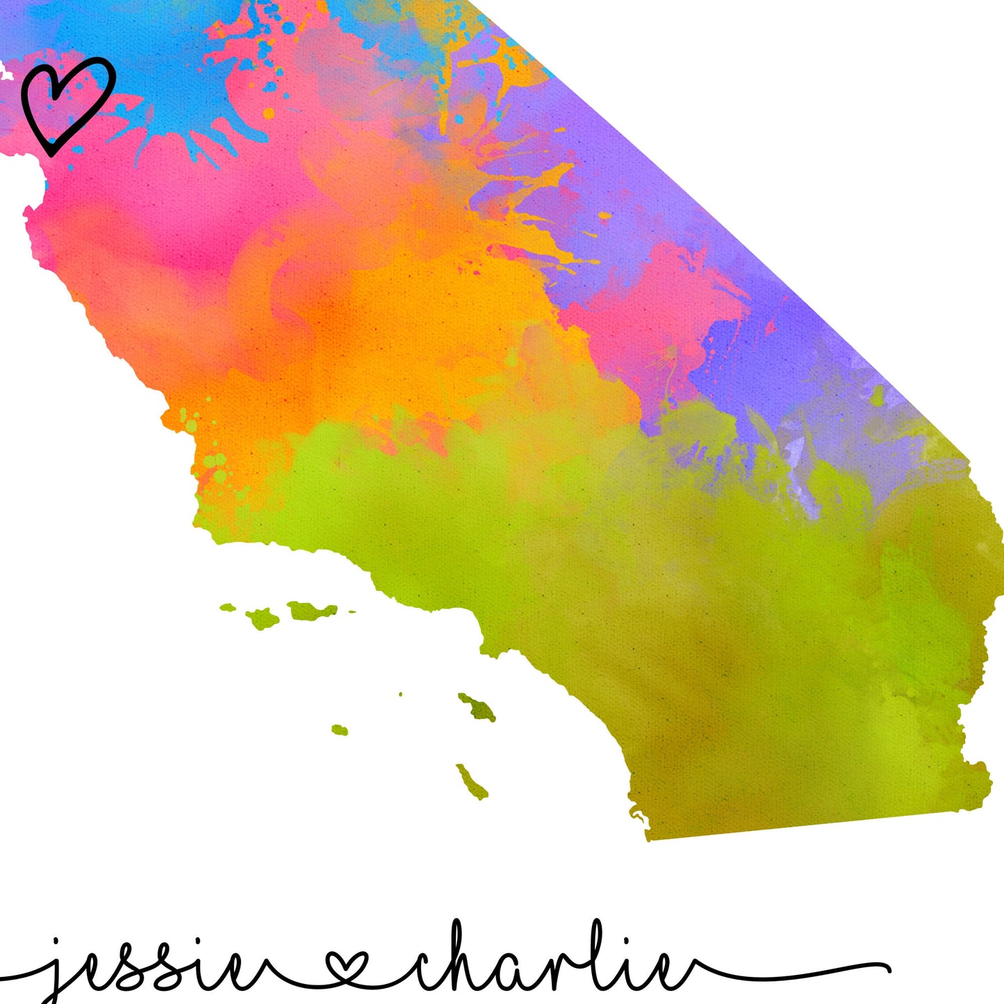 Rainbow California Map Template Up Close Details