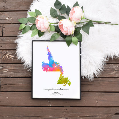 Self Editable Rainbow Newfoundland and Labrador Map Template Personalized Anniversary Gift on a Budget