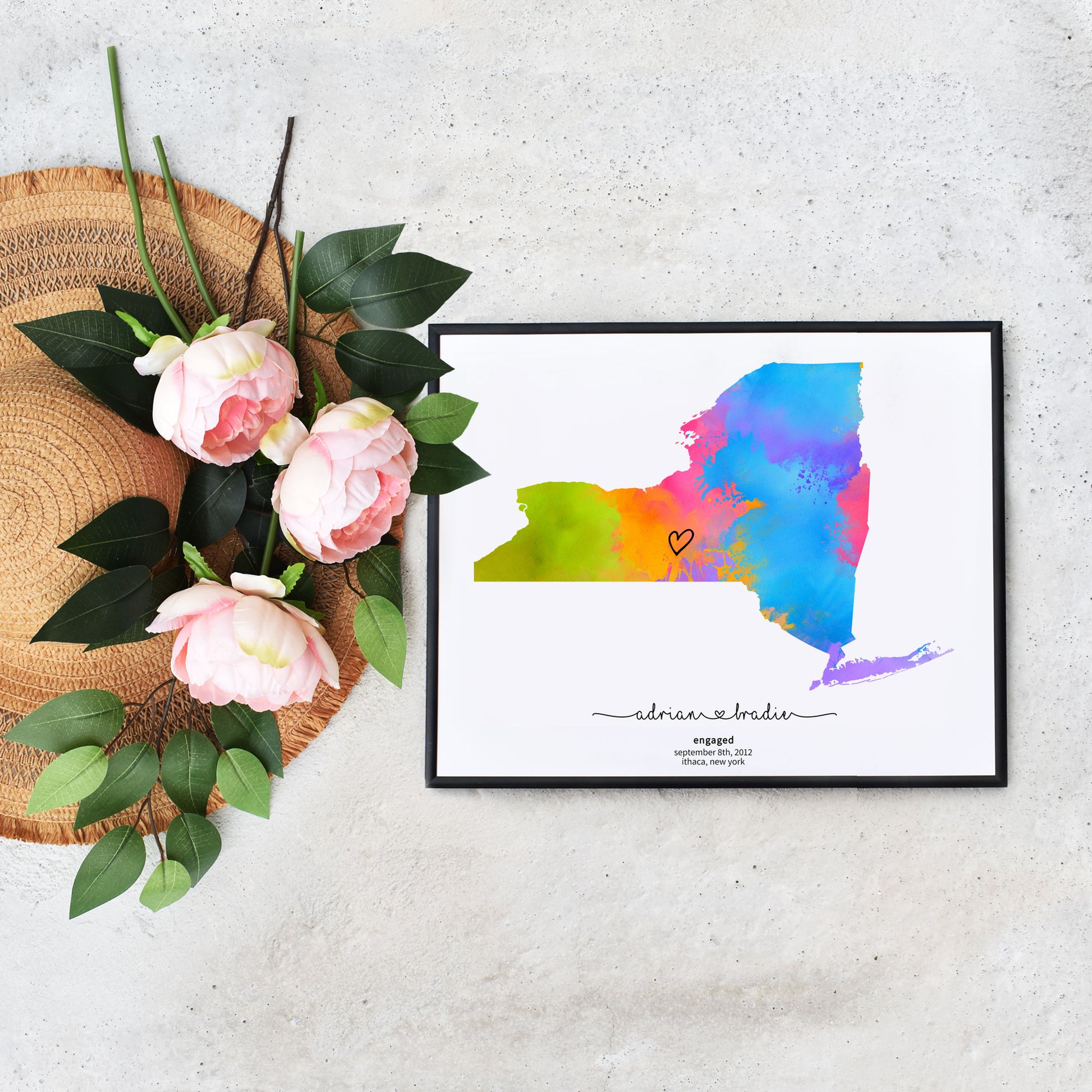 Quick Edit Yourself New York Engagement Map Last Minute Gift for Couple