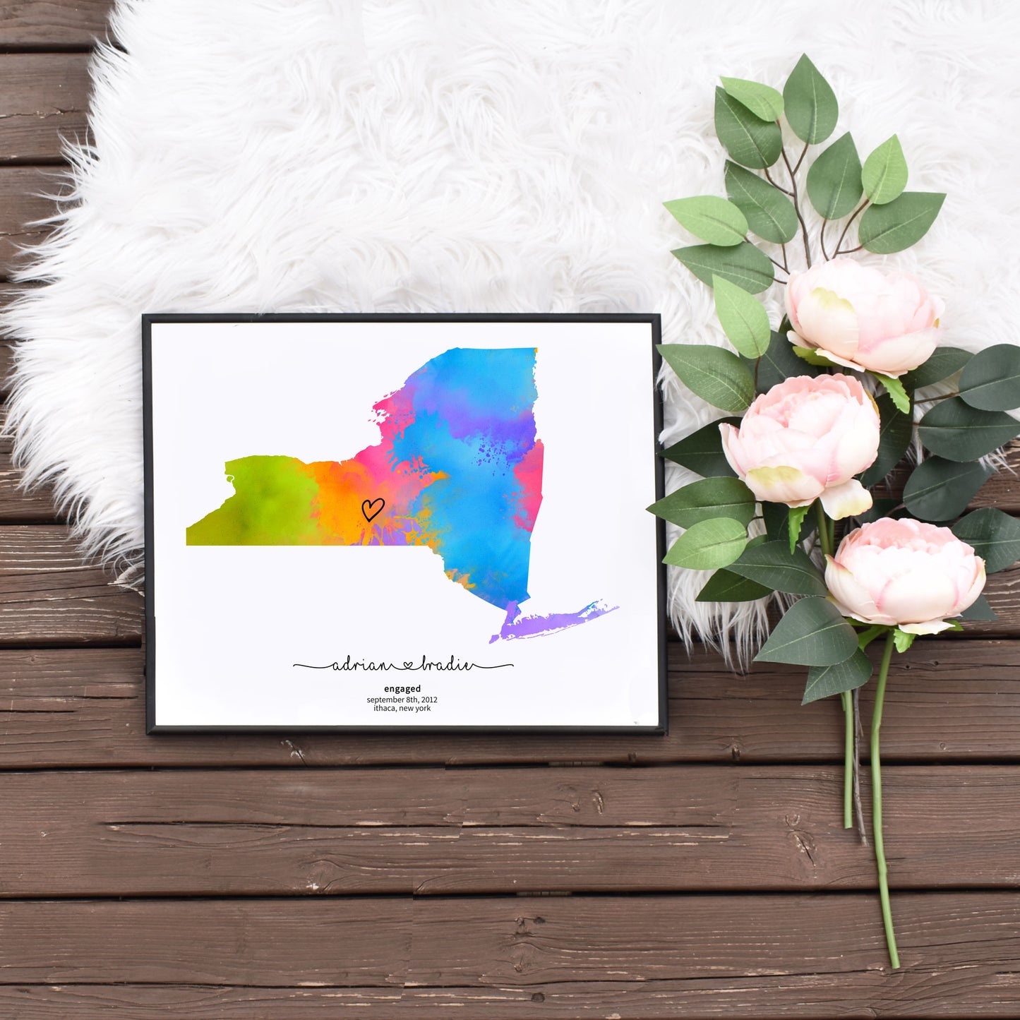 Easy Editable Rainbow New York Milestone Map Template by Playful Pixie Studio
