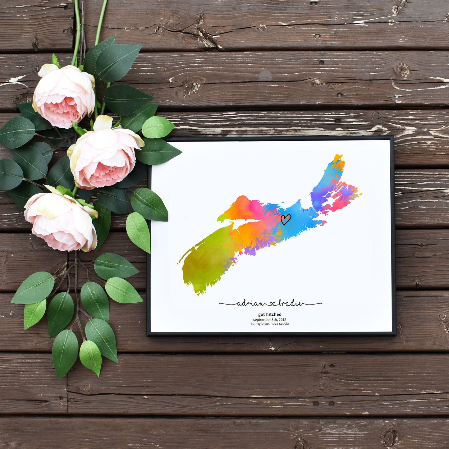 Rainbow Nova Scotia Editable Milestone Map Last Minute Wedding Gift
